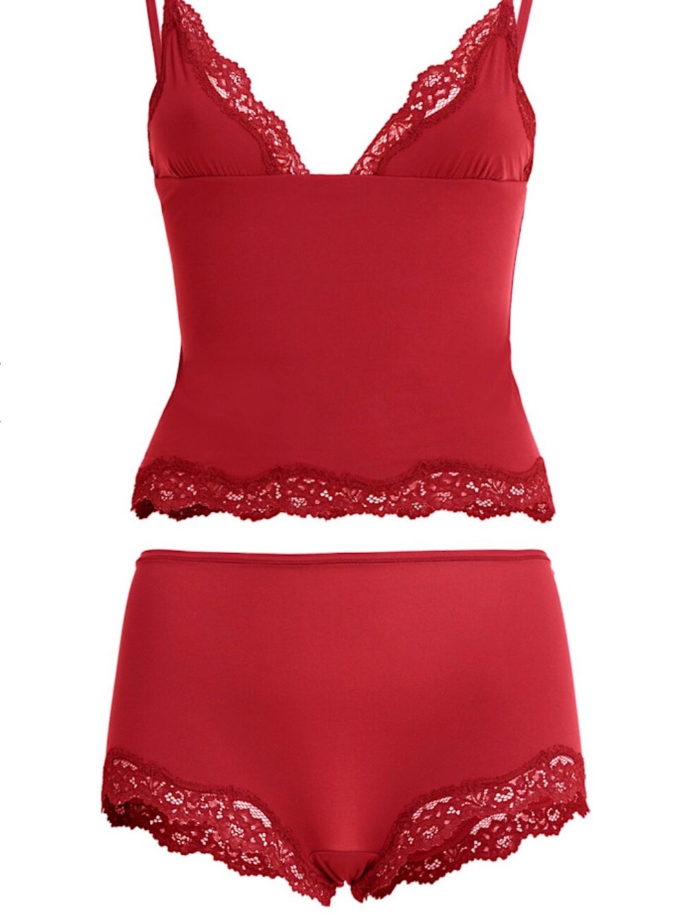 NWT SKIMS Cotton Lace Cami & Boyshort Set in Brick XS - Picture 4 of 5